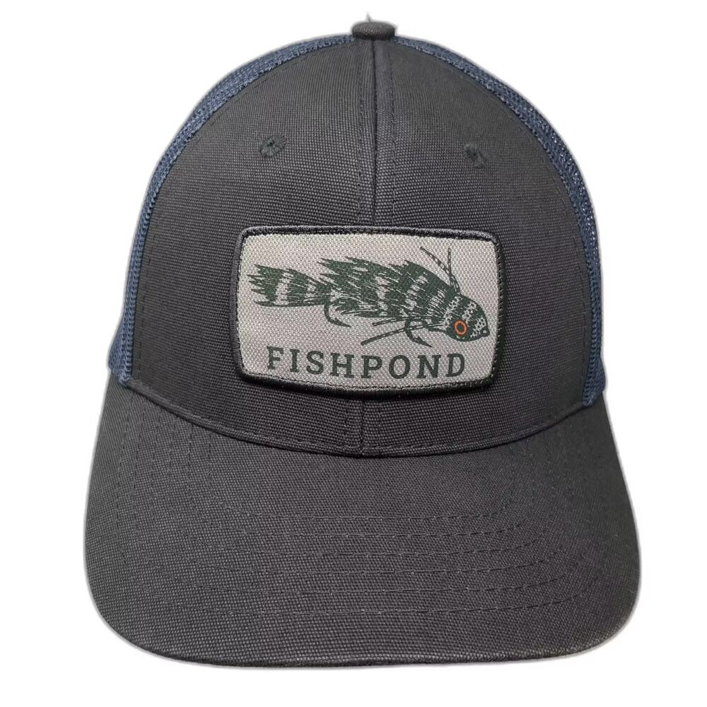 Fishpond Trucker Hat Gray Blue OS Fly Fishing Patch Mesh Snapback Adjustable